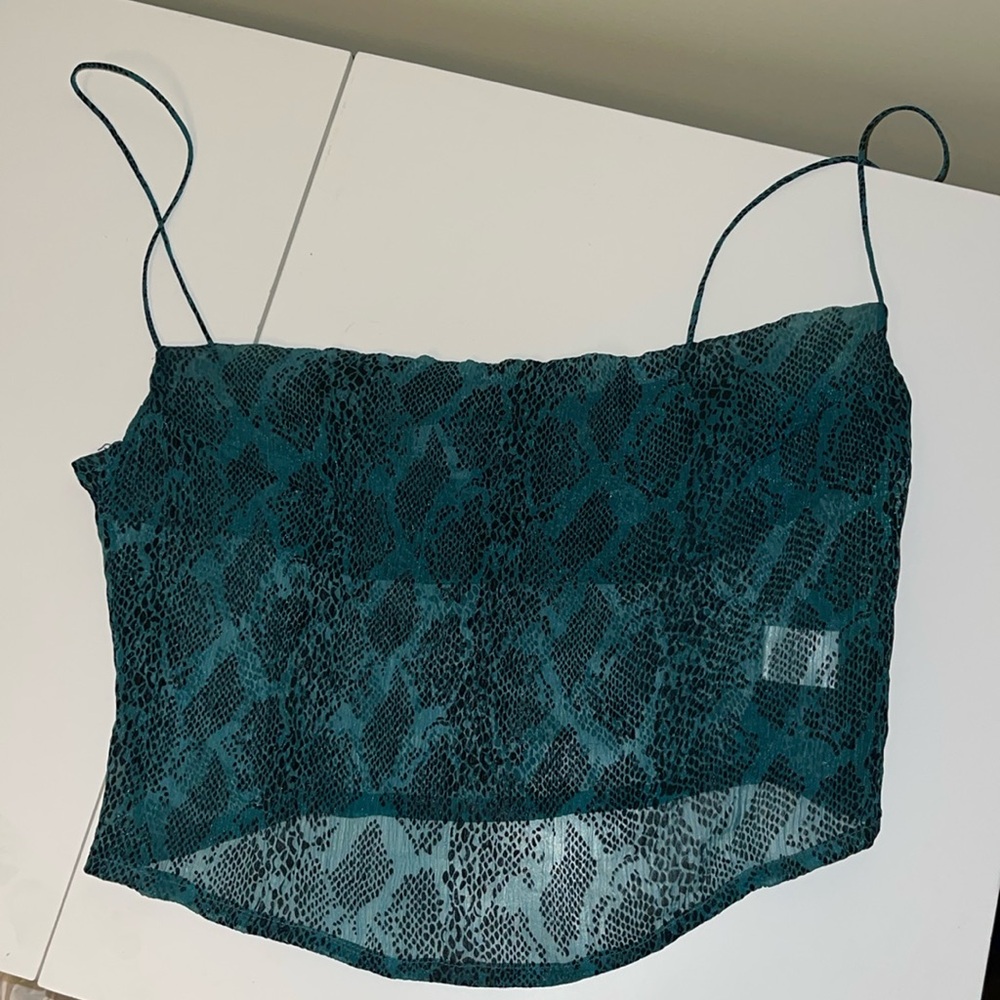 Superdown Revolve snake pattern sheer tank